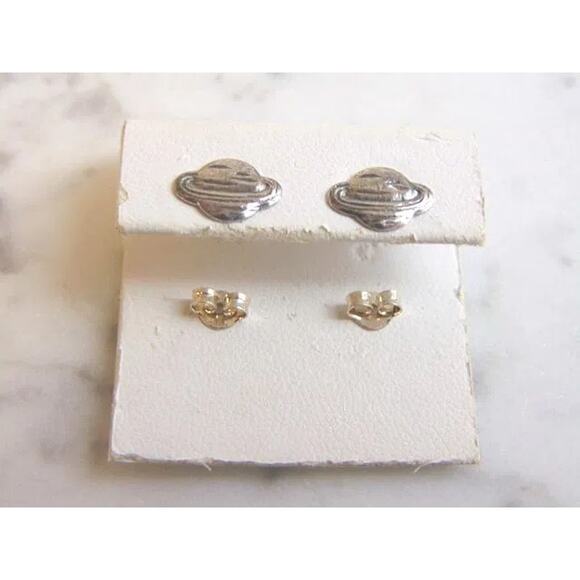 Vintage Sterling Saturn Stud Earrings - Picture 3 of 4